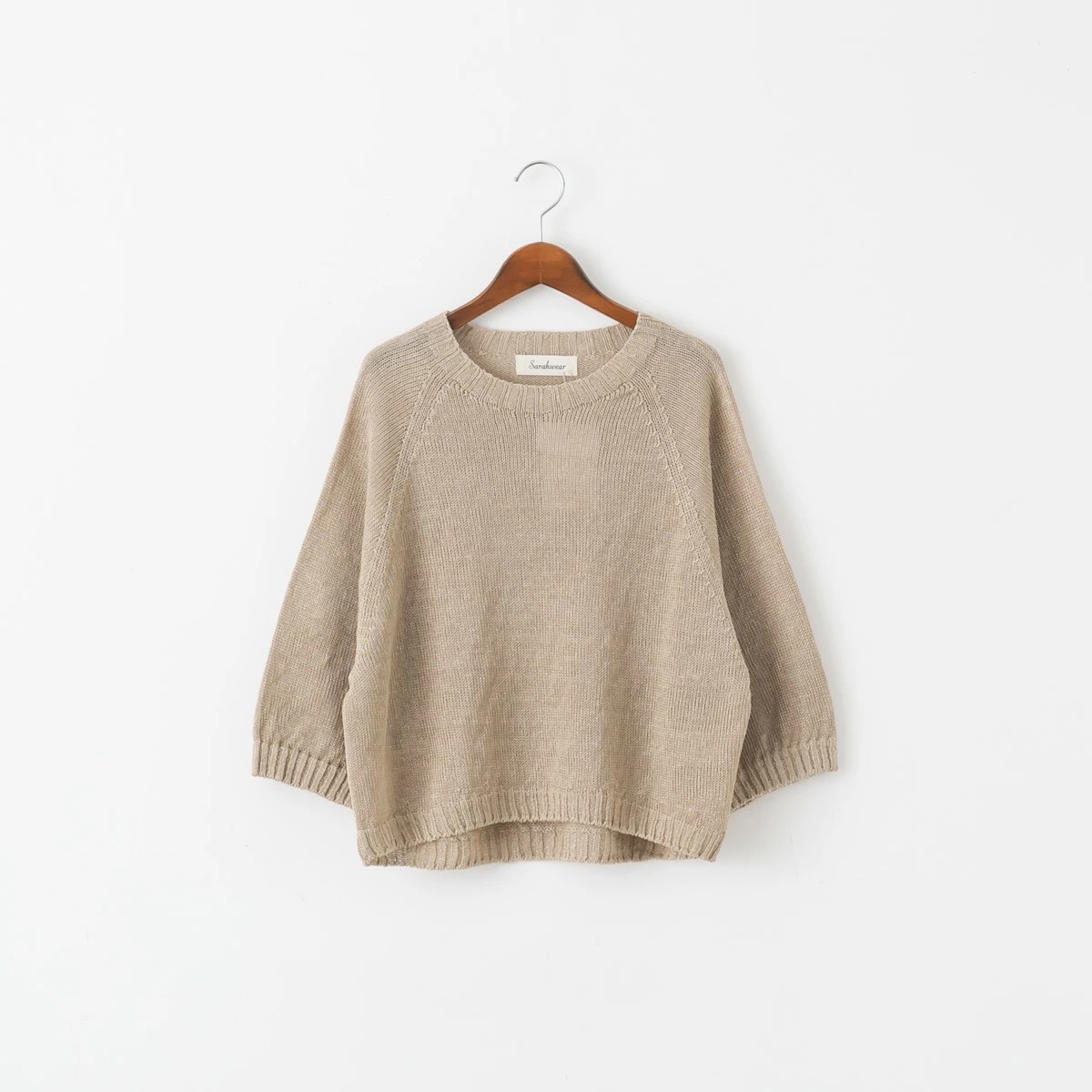 新品タグ付Sarahwear/サラウェア　リネンクルーネックプルオーバー サラウェア リネン ニット 七分袖 プルオーバー SARAHWEAR C11591 定番