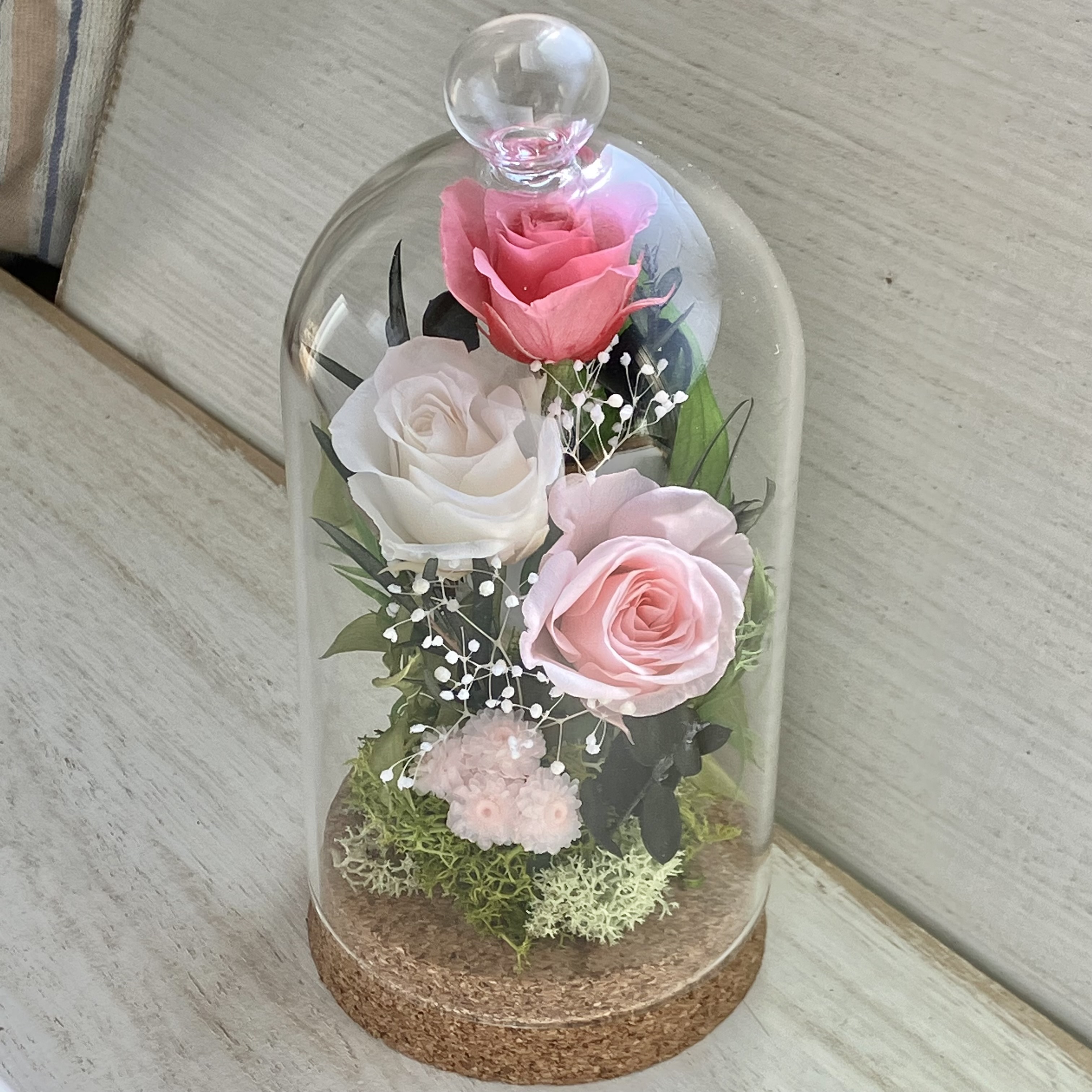 プリザーブドフラワー 仏花 ガラス ドーム アレンジメント お供え 花