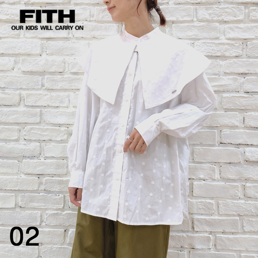 【★50%OFF】SALE セール FITH フィス ハナシシュウ エリツキ シャツ 12480108 ブランド レディース トップス シャツ ブラウス 花柄 花刺繍 小花刺繍 刺繍