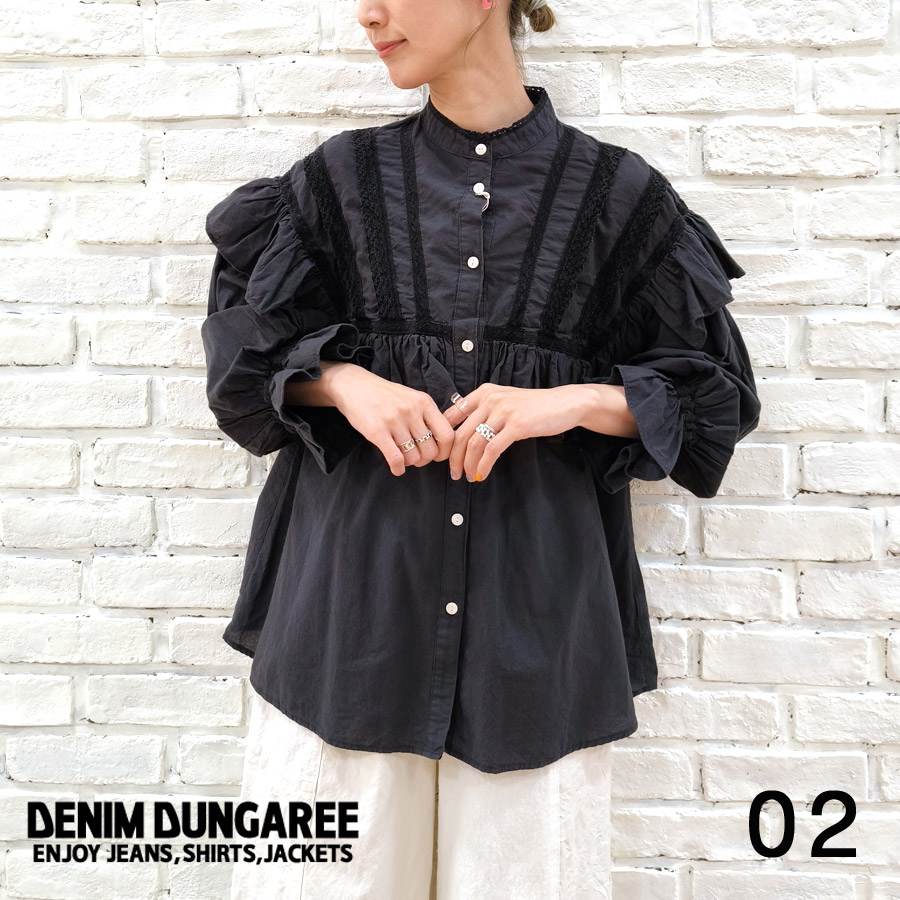 【★30%OFF】SALE セール DENIM DUNGAREE デニムダンガリー ローン レースブラウス 22520100 ブランド レディース トップス シャツ ブラウス ネグリジェ フリル