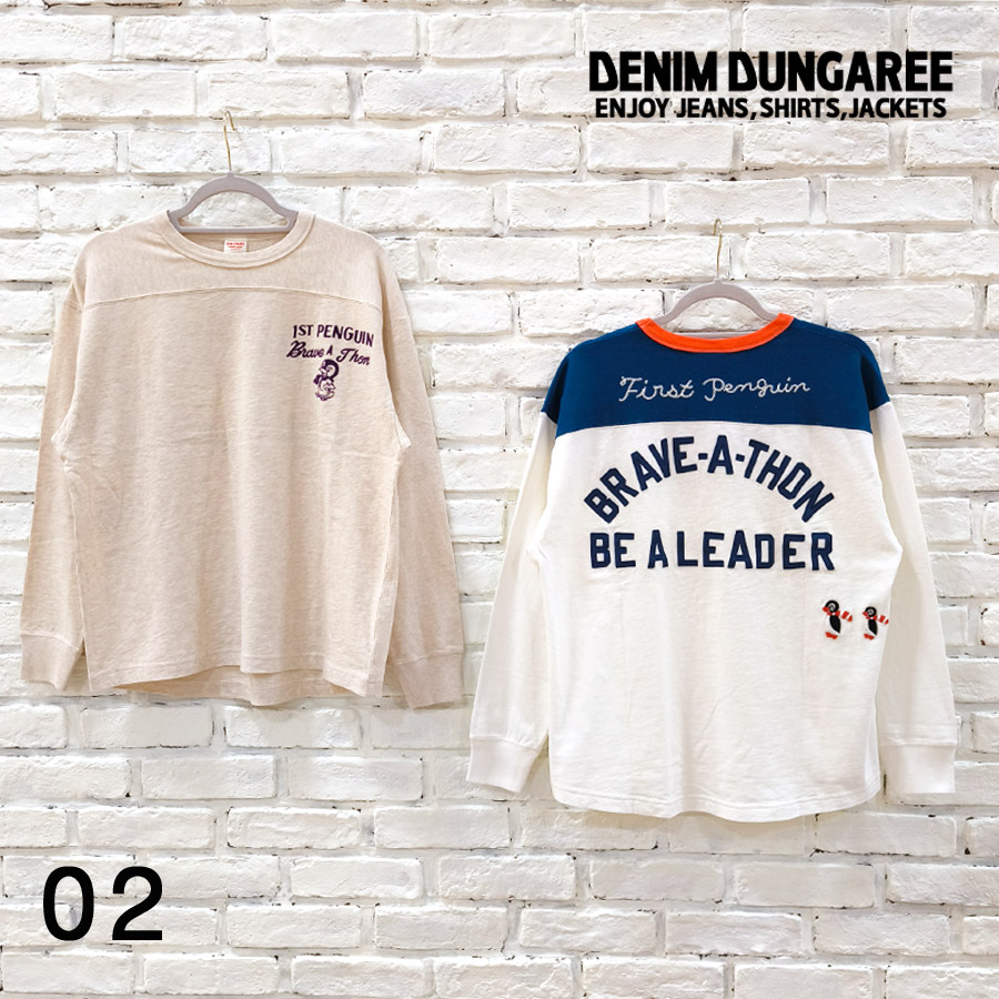 DENIM DUNGAREE デニムダンガリー 新作 テンジク BRAVE TEE 22520412 レディース トップス 長袖 Tシャツ ロンT プルオーバー 長袖Tシャツ ロゴ ロゴTシャツ