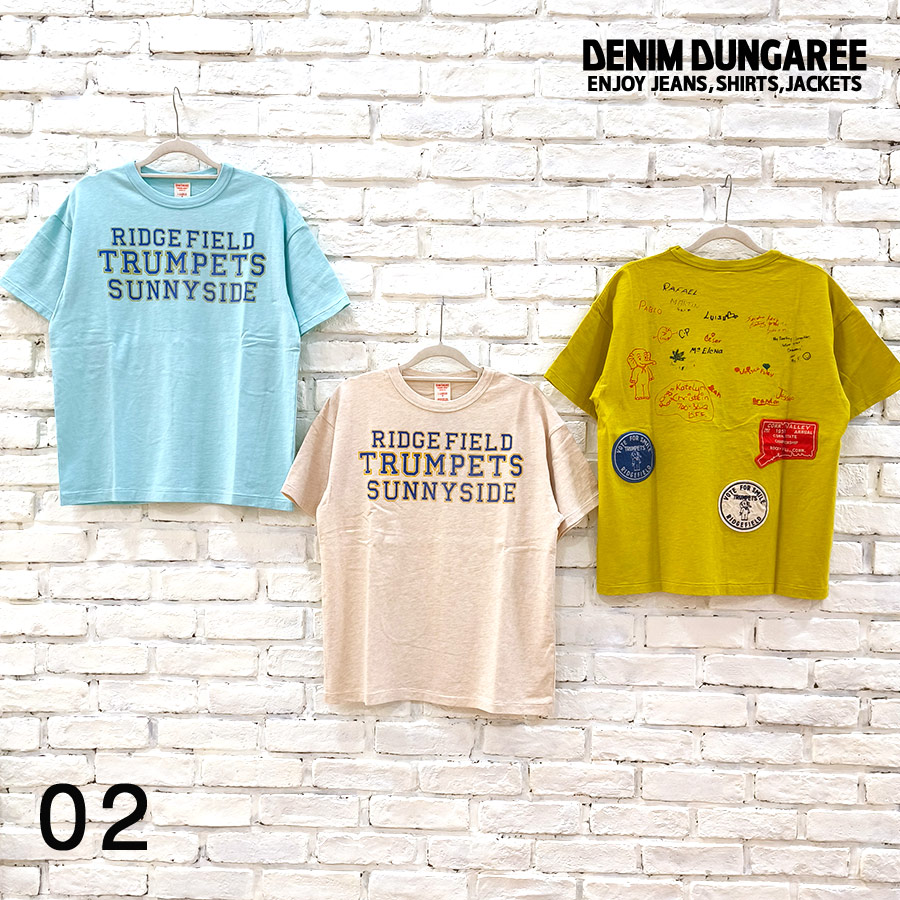 【★30%OFF】SALE セール DENIM DUNGAREE デニムダンガリー 服 テンジク TRUMPETS TEE 22520413 ブランド レディース Tシャツ 半袖 半袖Tシャツ プリント ロゴ