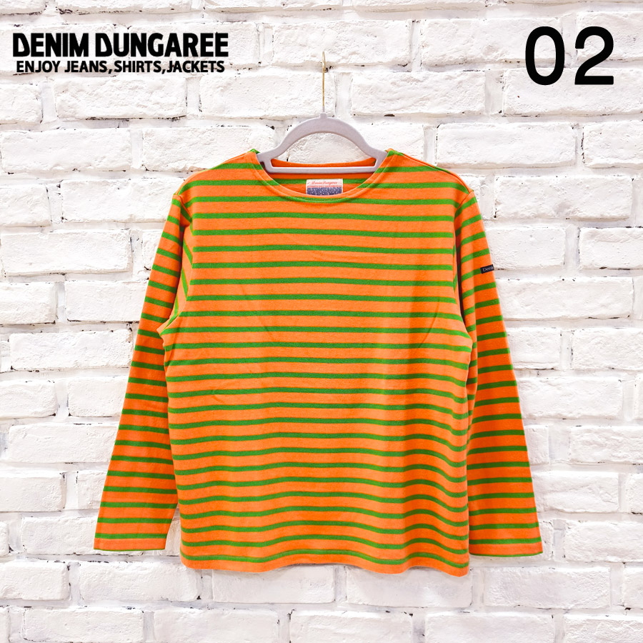 DENIM DUNGAREE デニムダンガリー 新作 ボーダー テンジク ボートネック TEE 22520430 レディース トップス Tシャツ ロンT プルオーバー ボーダー 長袖