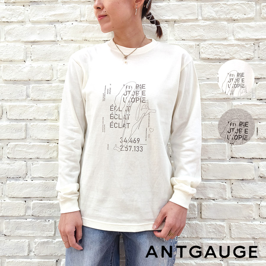 Antgauge アントゲージ 新作 ベーシックロンT D1181 レディース トップス プルオーバー ロンT ロゴロンT ロゴトップス ロゴ ロゴTシャツ Tシャツ 長袖Tシャツ