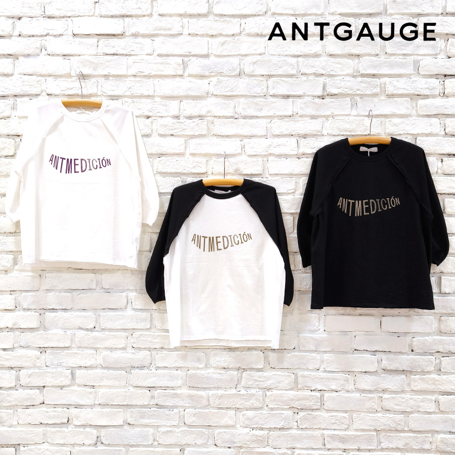 Antgauge アントゲージ Tシャツ 新作 断ち切り ラグラン TEE D1200 ブランド レディース 服 トップス ラグランTシャツ プルオーバー 7分 7分袖 プリント ロゴ
