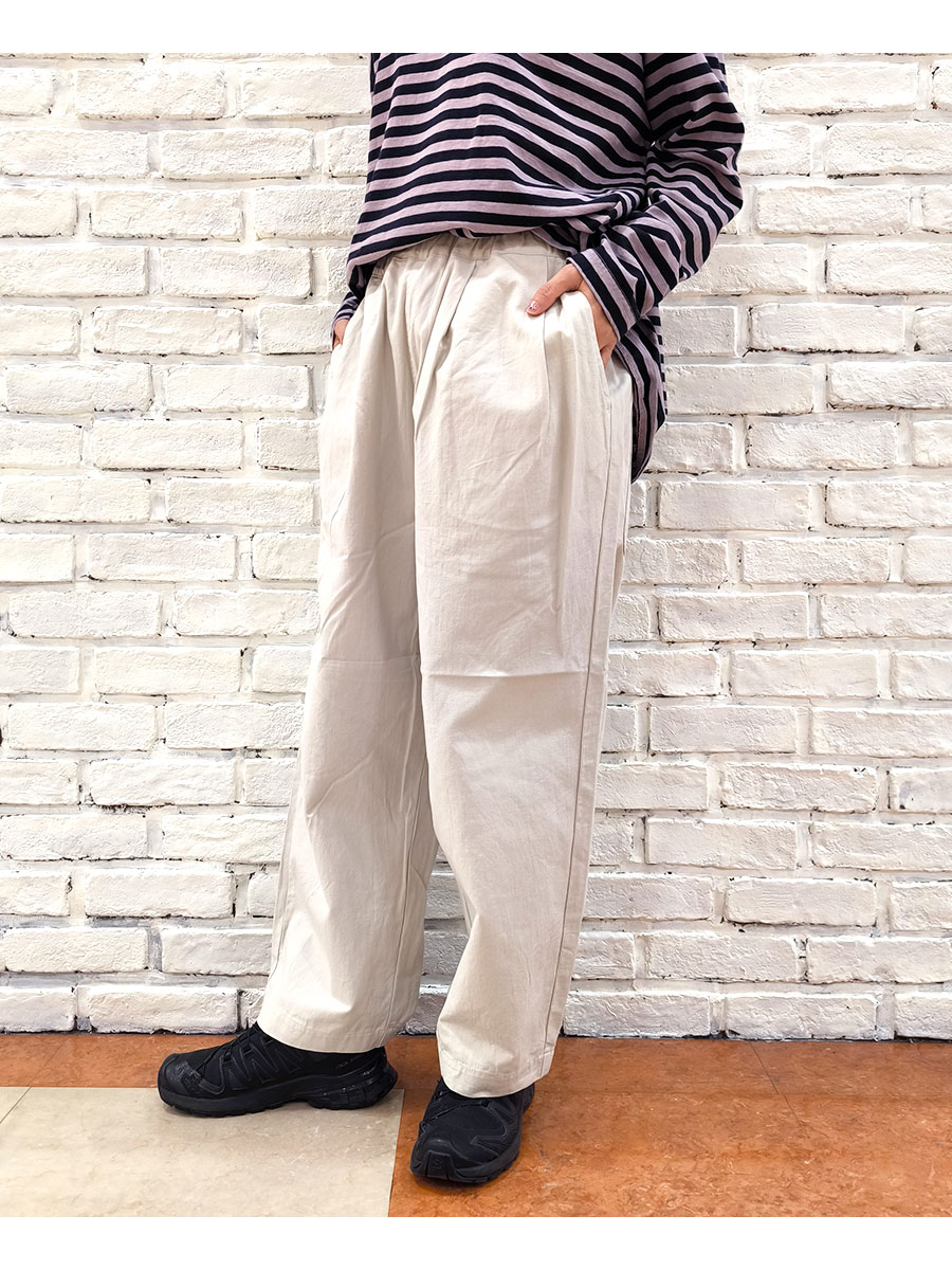 prit　プリット　高密度コットンタイプライターコクーンバギーパンツ　ブラウン prit（プリット） 服 パンツ 30/1 カベ撚り ドライツイル タック