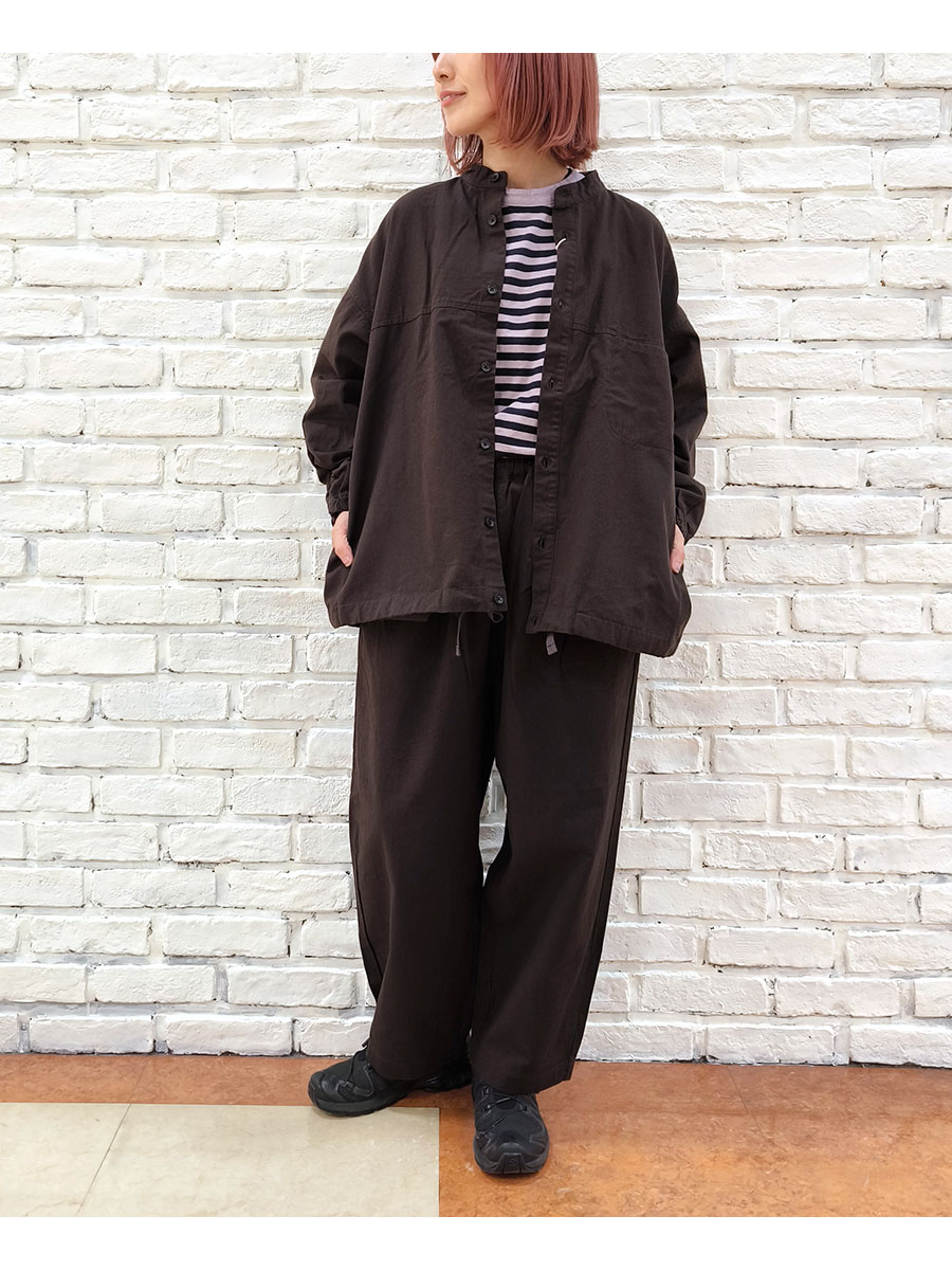 prit　プリット　高密度コットンタイプライターコクーンバギーパンツ　ブラウン prit（プリット） 服 パンツ 30/1 カベ撚り ドライツイル タック