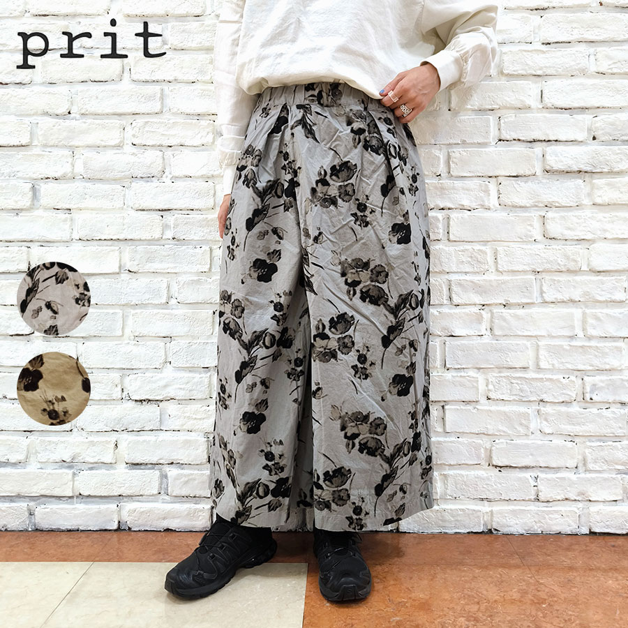prit プリット 服 パンツ 新作 60/1 タイプライター ブラー フラワー