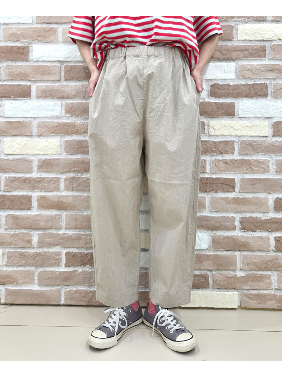 prit プリット パンツ 服 コットン リネン ワッシャー 中白染め スロウパンツ P72613 新作 ブランド レディース テーパード シルエット ウエストゴム 全ゴムの画像