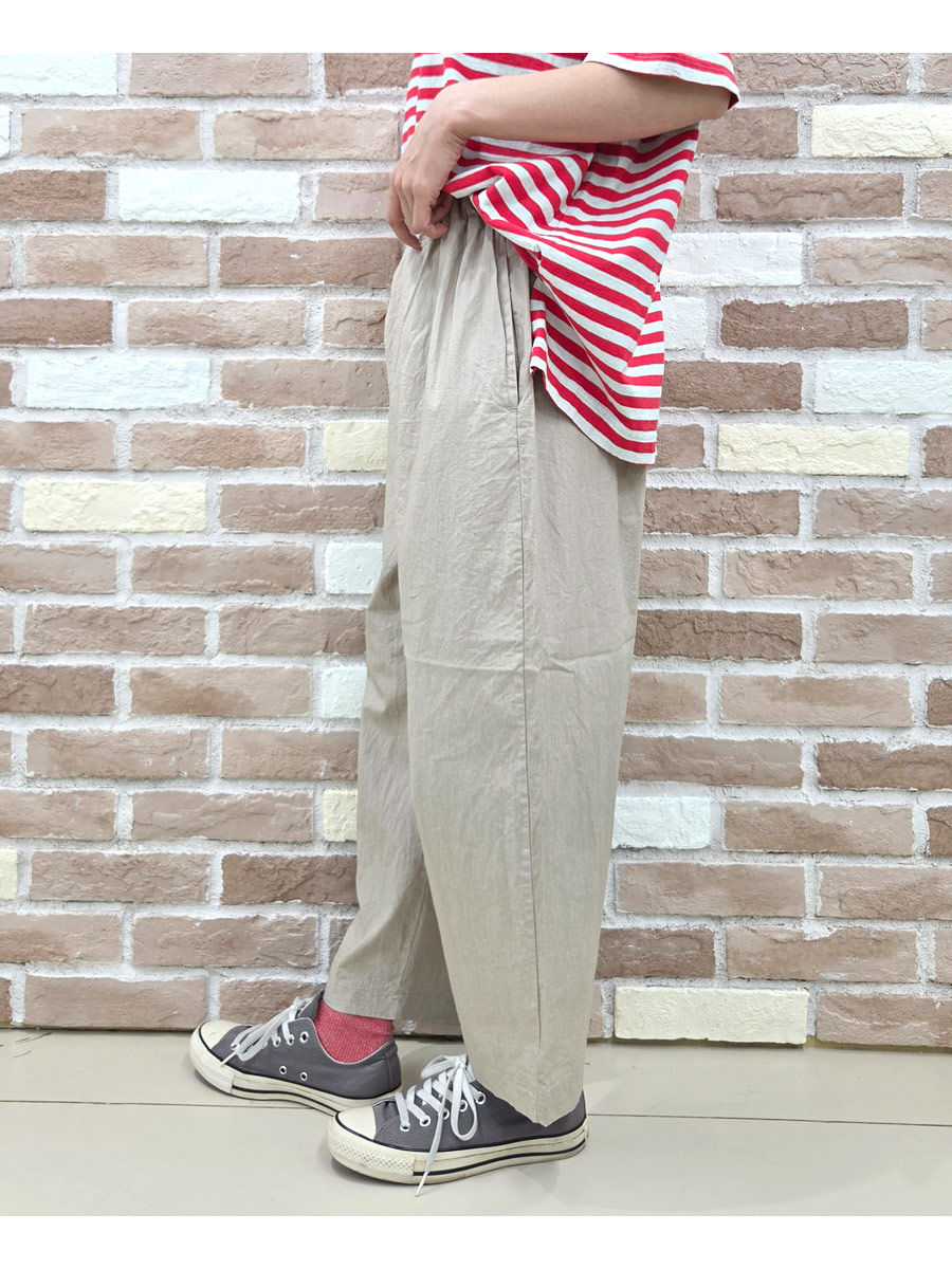 prit プリット パンツ 服 コットン リネン ワッシャー 中白染め スロウパンツ P72613 新作 ブランド レディース テーパード シルエット ウエストゴム 全ゴムの画像