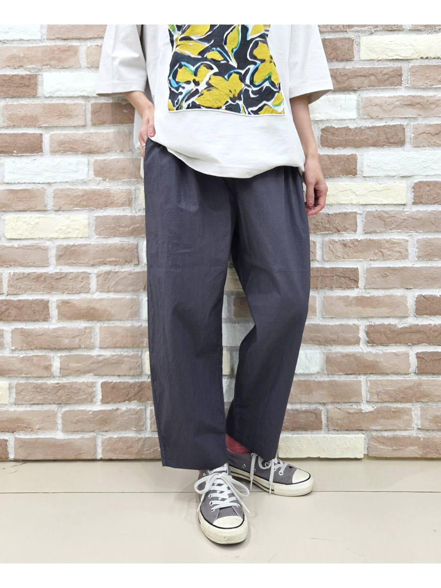 prit プリット パンツ 服 コットン リネン ワッシャー 中白染め スロウパンツ P72613 新作 ブランド レディース テーパード シルエット ウエストゴム 全ゴムの画像