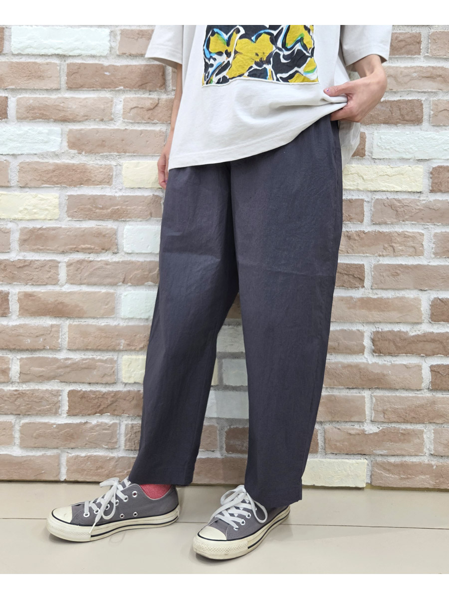 prit プリット パンツ 服 コットン リネン ワッシャー 中白染め スロウパンツ P72613 新作 ブランド レディース テーパード シルエット ウエストゴム 全ゴムの画像