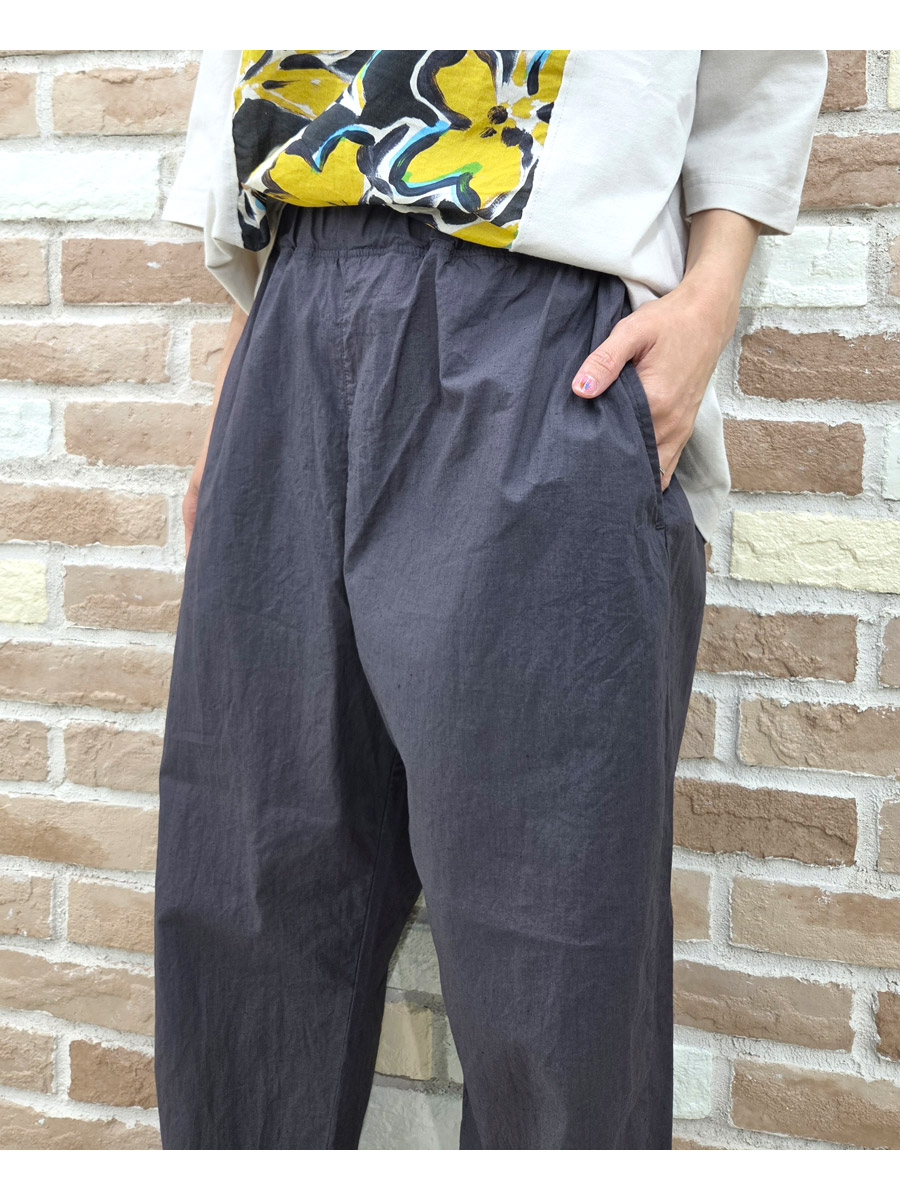 prit プリット パンツ 服 コットン リネン ワッシャー 中白染め スロウパンツ P72613 新作 ブランド レディース テーパード シルエット ウエストゴム 全ゴムの画像