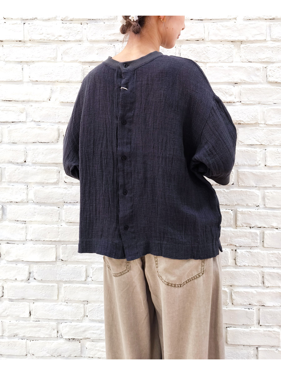 りぇ/ prit ⿻ コットンリネン 裾ギャザー 薄手カーディガン 黒 夏 imgrc0081148848.jpg