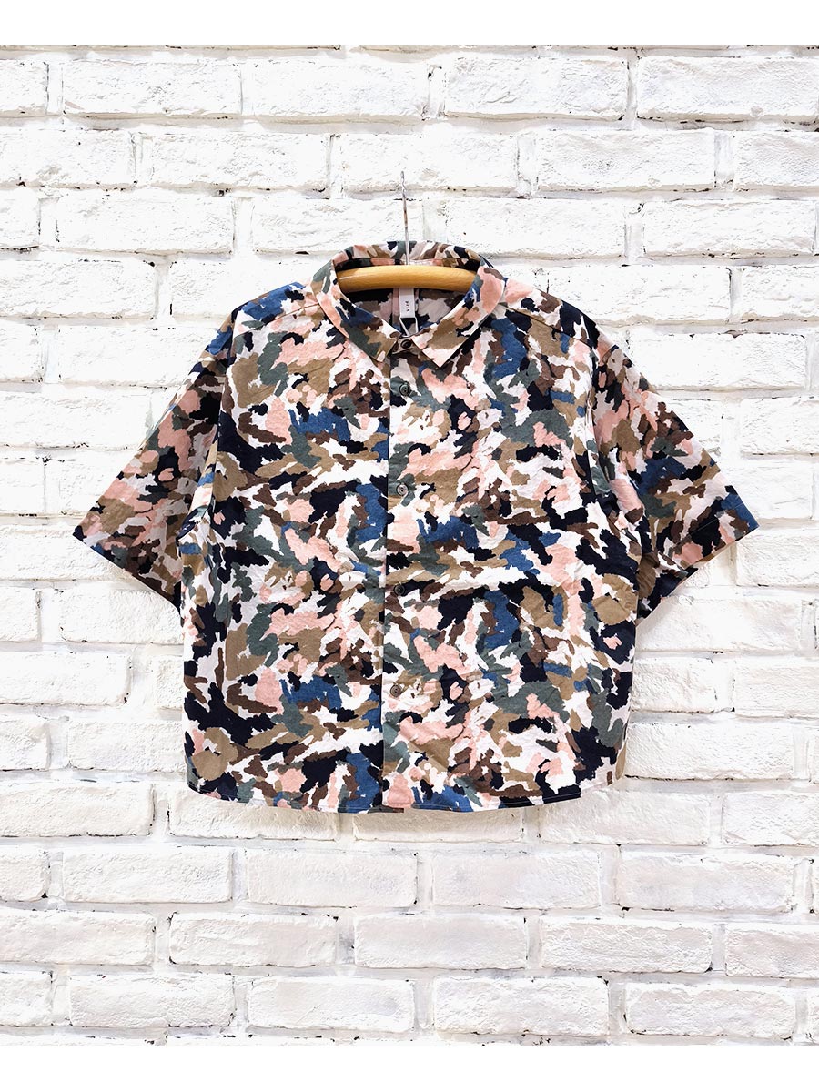 【★20%OFF】SALE セール prit プリット 服 60/1 タイプライター ラフペイント プリント 5分袖 ショートシャツ P82517 レディース シャツ ブラウス トップス prit 【☆20%OFF】SALE セール プリット 服 60/1 タイプライター