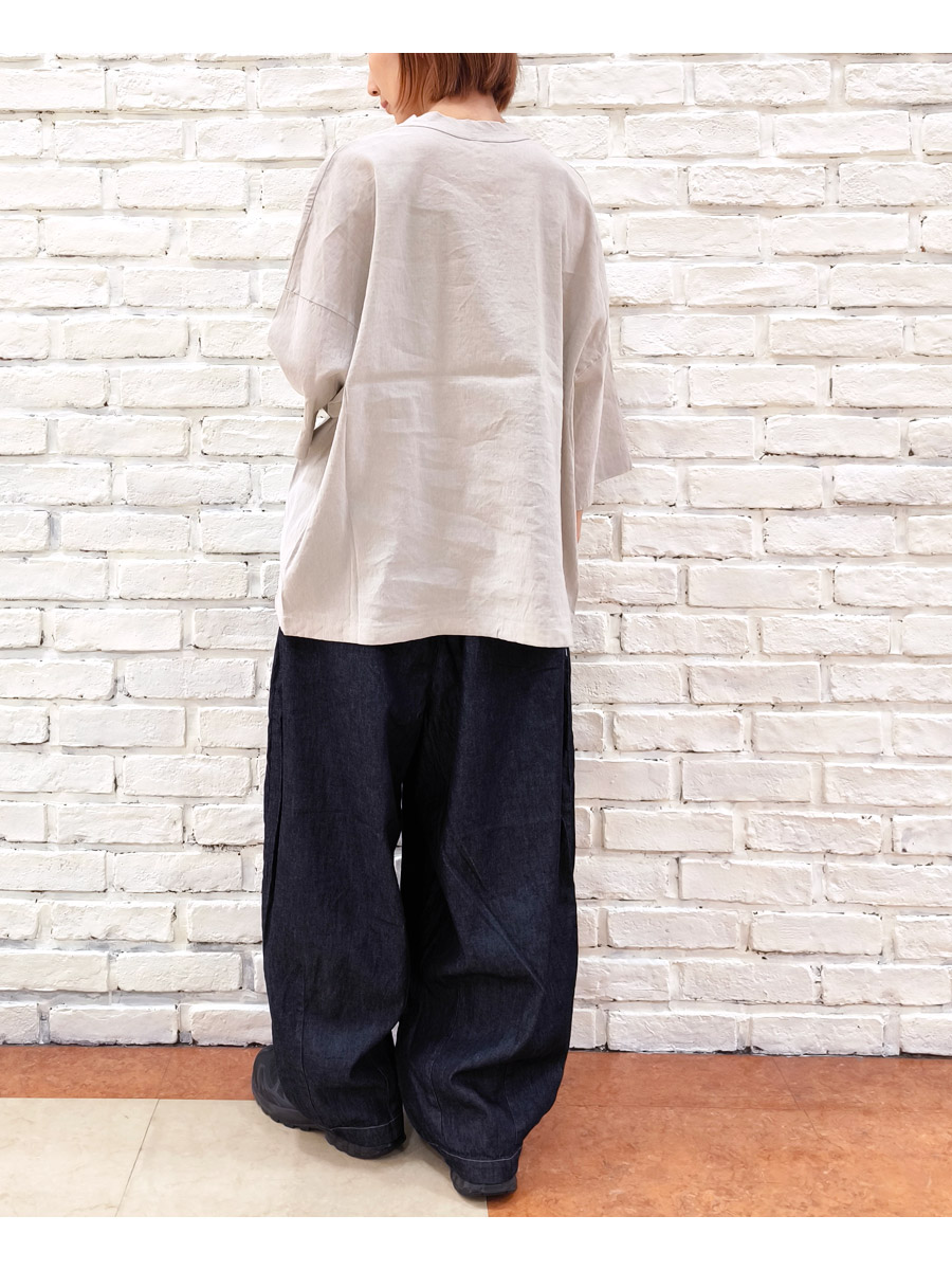 prit プリット 服 新作 リネンレーヨン ストレッチ 7分袖 裾ヒモ