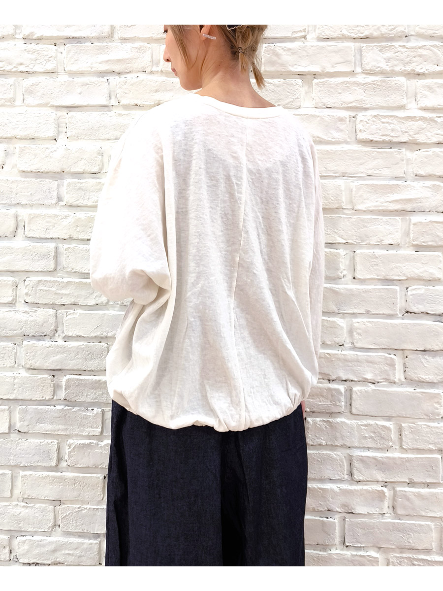 【★20%OFF】SALE セール prit プリット 服 18/1 綿麻 ムラ糸 天竺 × 60/1 リネンガーベラ 刺繍 切替 コクーンプルオーバー P91546 レディース Tシャツ prit 【☆20%OFF】SALE セール プリット 服 18/1 綿麻 ムラ糸