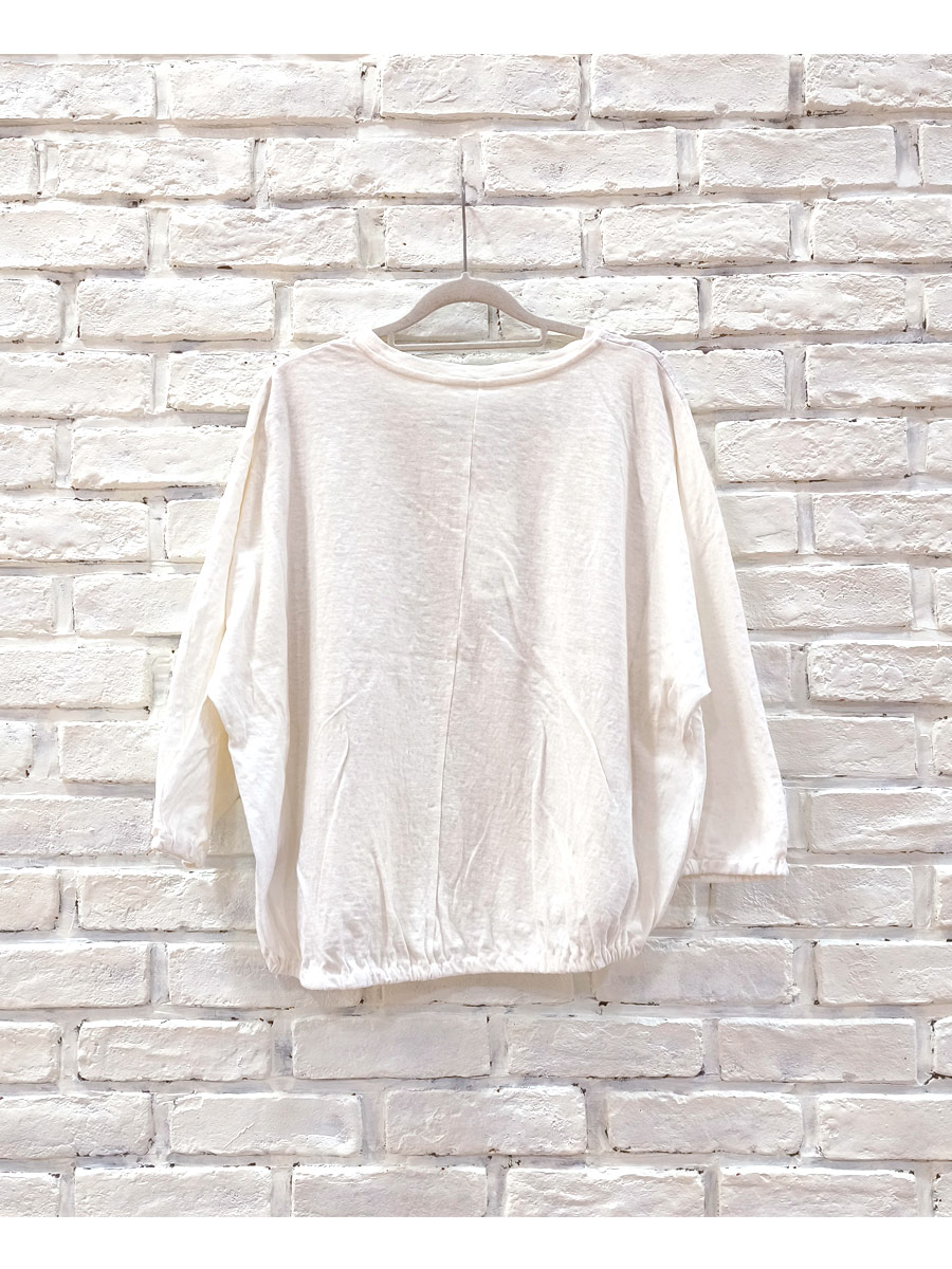 【★20%OFF】SALE セール prit プリット 服 18/1 綿麻 ムラ糸 天竺 × 60/1 リネンガーベラ 刺繍 切替 コクーンプルオーバー P91546 レディース Tシャツ prit 【☆20%OFF】SALE セール プリット 服 18/1 綿麻 ムラ糸