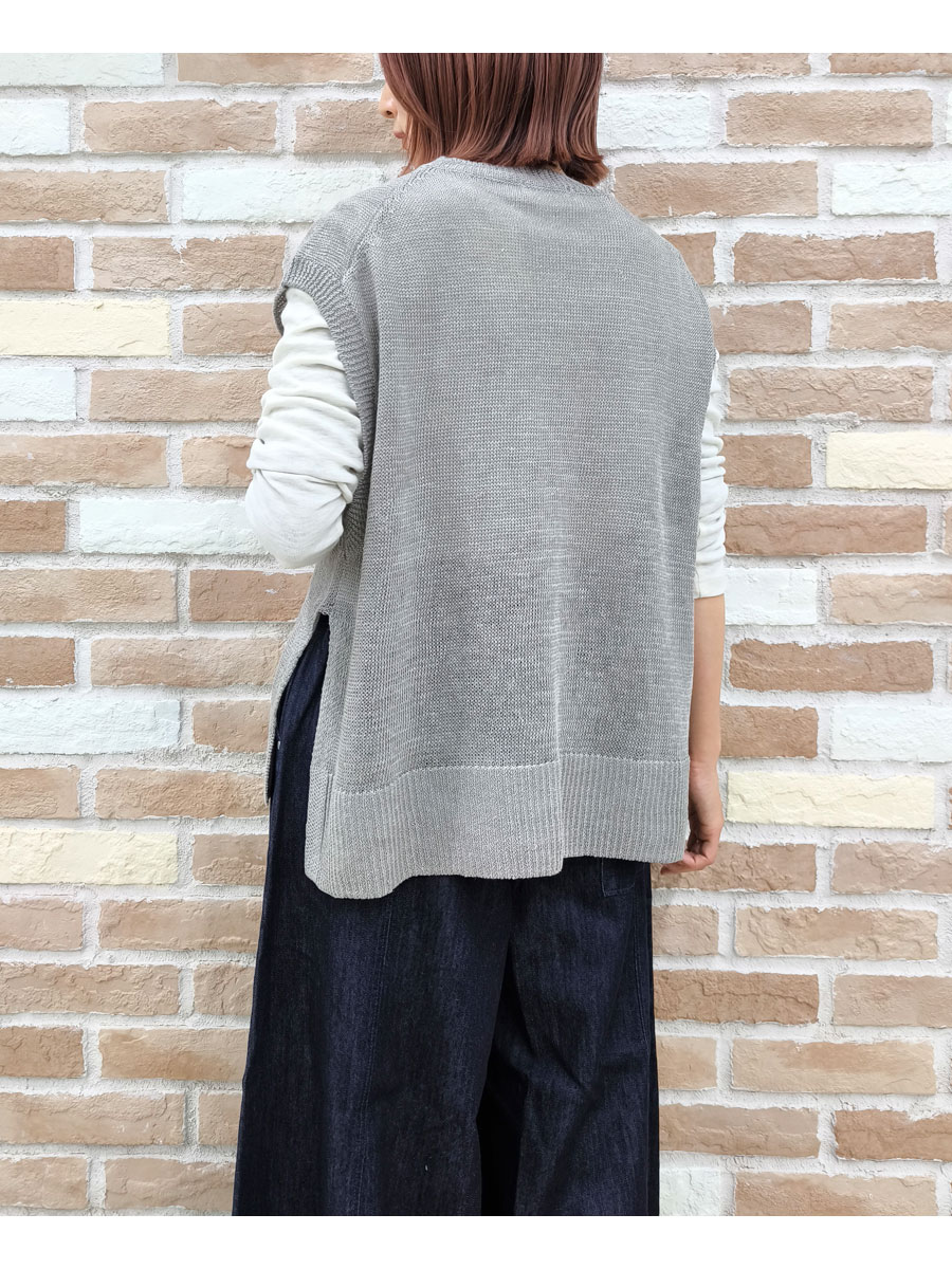 prit（プリット） 服 ベスト 2/24 リネン 7G 天竺編み クルーネック
