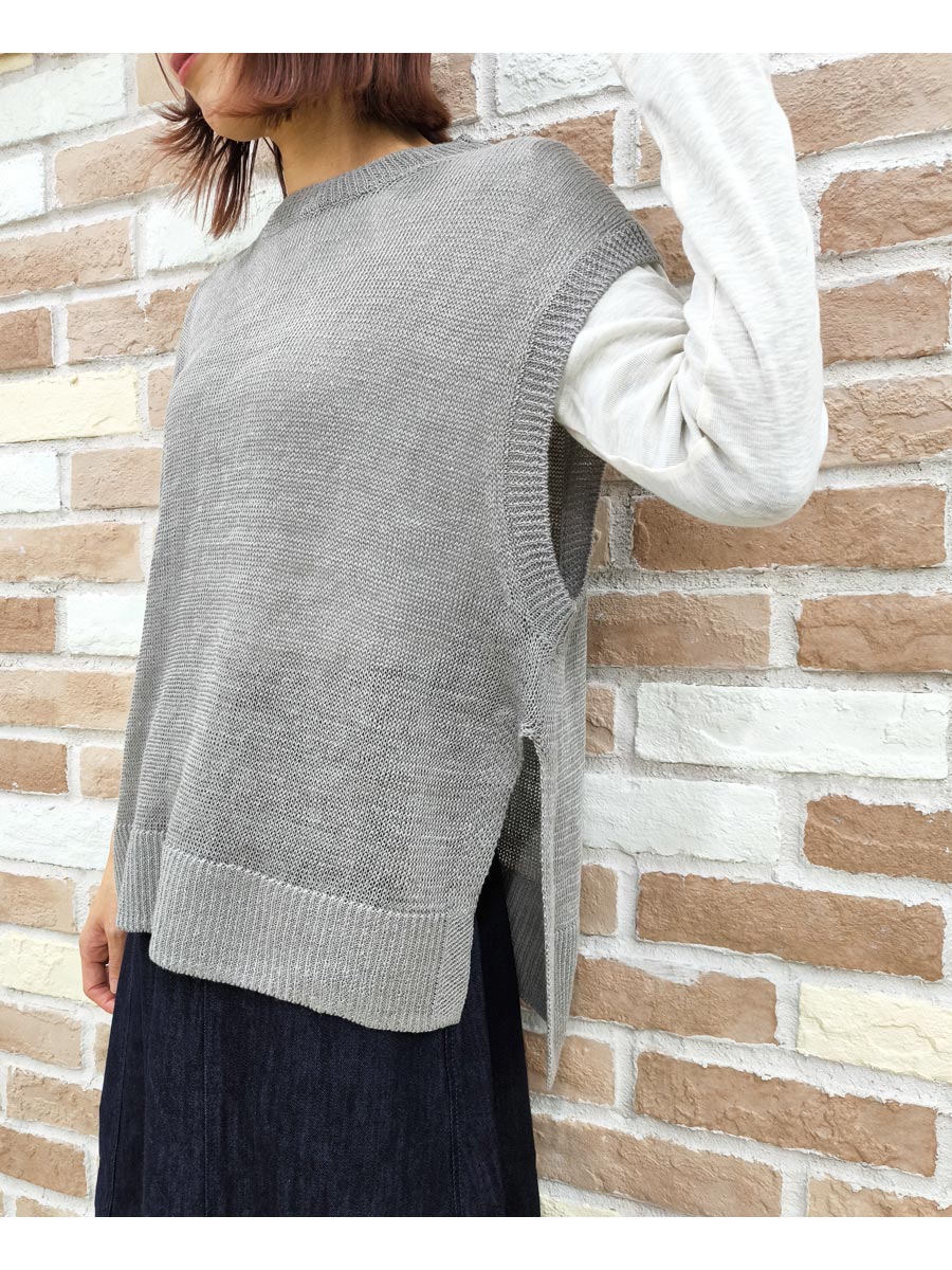 prit（プリット） 服 ベスト 2/24 リネン 7G 天竺編み クルーネック