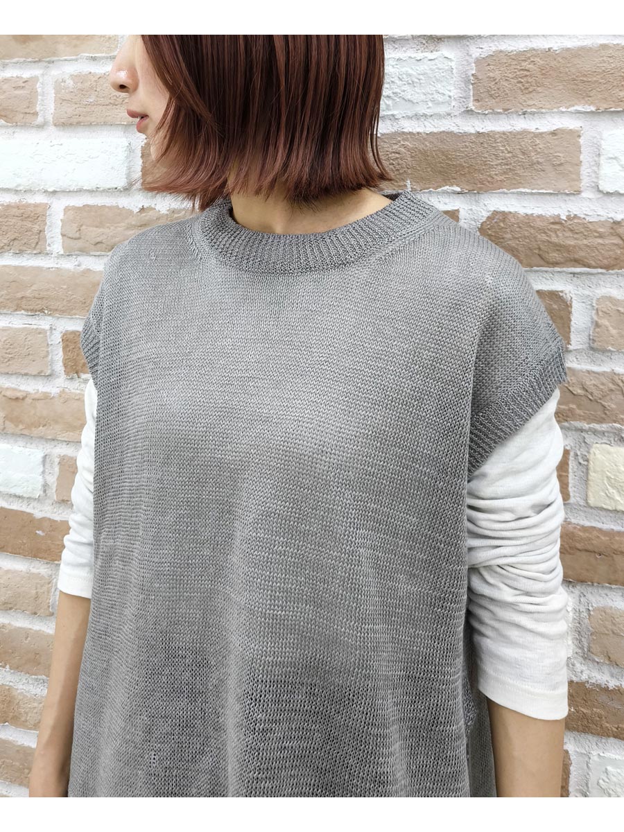 prit（プリット） 服 ベスト 2/24 リネン 7G 天竺編み クルーネック