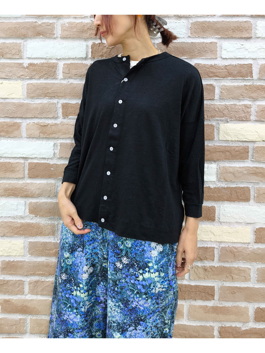 prit（プリット） カーディガン 服 40/1 ヨーロッパ リネン 天竺 7分袖