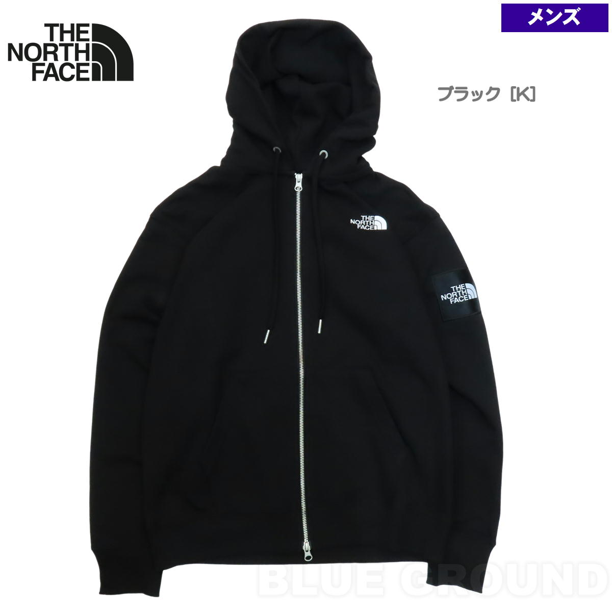 US企画 人気 黒 ■ ノースフェイス プリント スウェット フード パーカー ( メンズ L ) The North Face アウトドア スエット プルオーバー THE NORTH FACE ザ・ノース・フェイス / スクエアロゴフルジップ