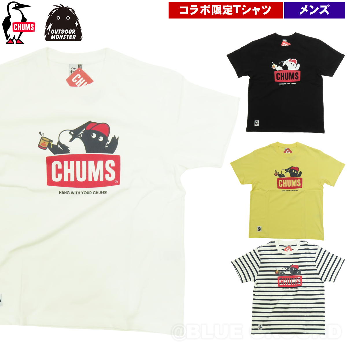 セール19%オフ チャムス / チャムス×アウトドアモンスター Tシャツ メンズ ・ プリント USA コットン 限定 コラボ 東北 アウトドア  ブランド おしゃれ