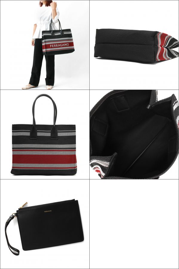 ☆FERRAGAMO☆ Signature L トート NERO/OPTIC WHITE/FLAME RED ☆FERRAGAMO☆ Signature L トート NERO/OPTIC WHITE/FLAME RED