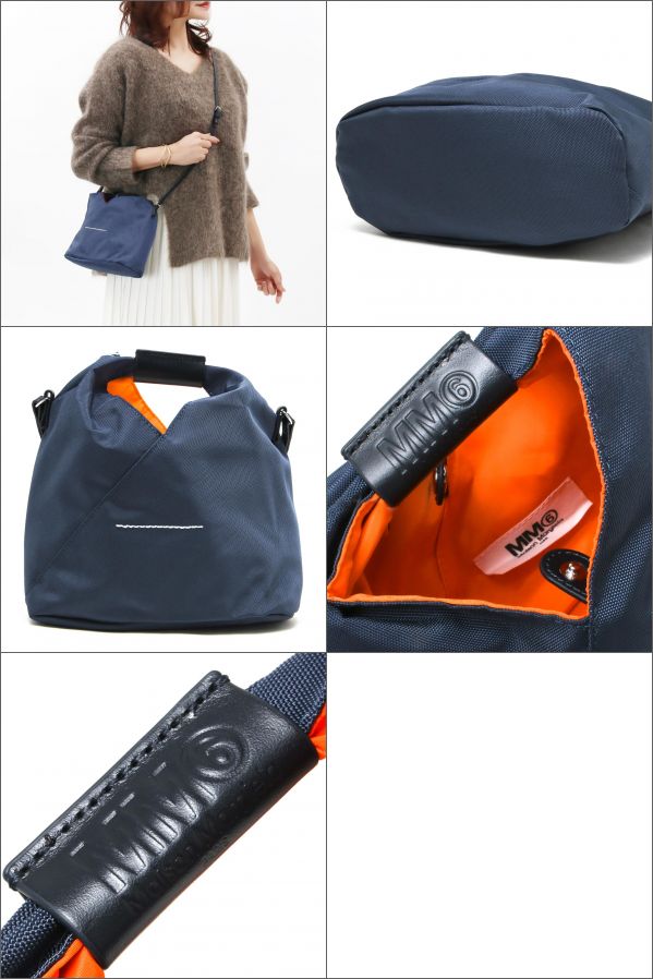 MM6 ジャパニーズ ナイロンショルダー ネイビー×オレンジ MM6 エムエム6メゾンマルジェラ ショルダーバッグ バッグ