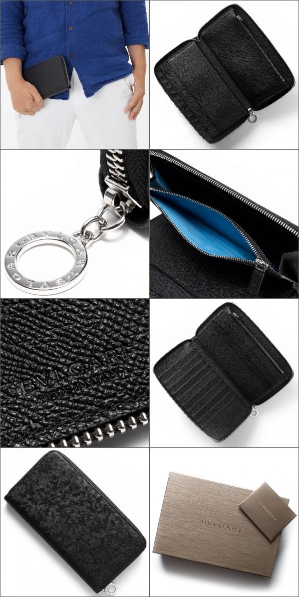 国内発送 BVLGARI ブルガリ マン ジップウォレット 長財布 36710 BVLGARI ブルガリ 財布 メンズ レディース ラウンドファスナー長