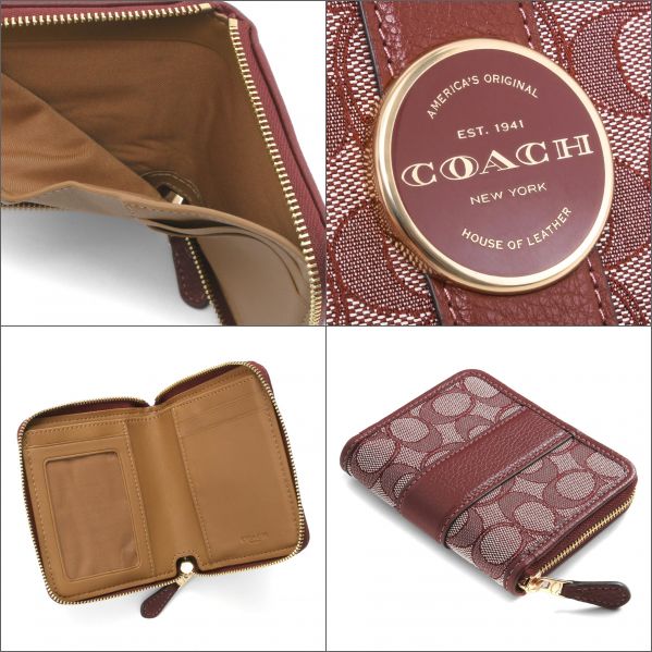 SALE★ジャガード素材【COACH】折り畳み財布 札入れ カード入れ COACH コーチ 二つ折り財布(札入れ) 財布 レディース