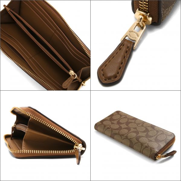 COACH（コーチ） 長財布 財布 レディース シグネチャー カーキ&サドル