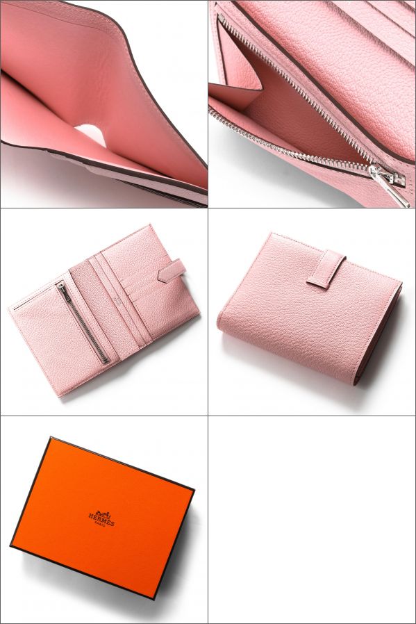 エルメス 二つ折り財布 財布 レディース ベアン コンパクト U刻印 2022年製造 シェーブル ローズサクラ(ピンク系) BEARN COMPACT  CHEVRE ROSE SAKURA HERMES