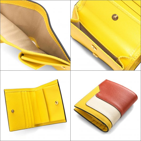 Saffiano Leather☆MARNI☆折り財布 TABASCO×TALC×LEMON マルニ 二つ折り財布/ミニ財布 財布 レディース タバスコ