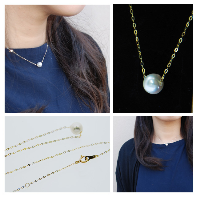 一粒 パールスルーネックレス アコヤ真珠 ネックレス 本真珠 7.5-8mm