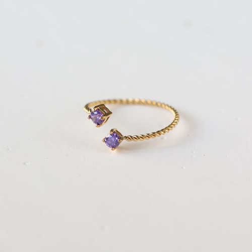 リング 指輪 誕生石 選べる 12色 サージカルステンレス キュービックジルコニア CZダイヤ フリーサイズ サイズ調整可能 k18コーティング ニッケルフリー | BLUE LEAF | 02