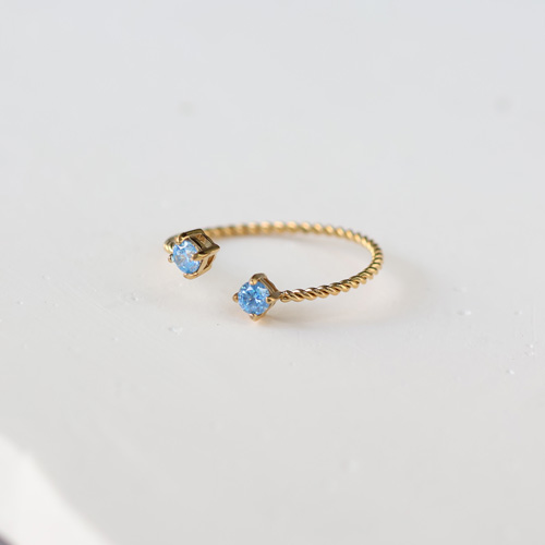 リング 指輪 誕生石 選べる 12色 サージカルステンレス キュービックジルコニア CZダイヤ フリーサイズ サイズ調整可能 k18コーティング ニッケルフリー | BLUE LEAF | 03