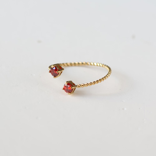 リング 指輪 誕生石 選べる 12色 サージカルステンレス キュービックジルコニア CZダイヤ フリーサイズ サイズ調整可能 k18コーティング ニッケルフリー | BLUE LEAF | 07