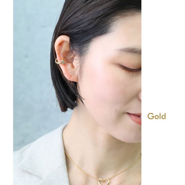 BLUE LEAF イヤーカフ カフスイヤリング 2way ピアス見え CZ