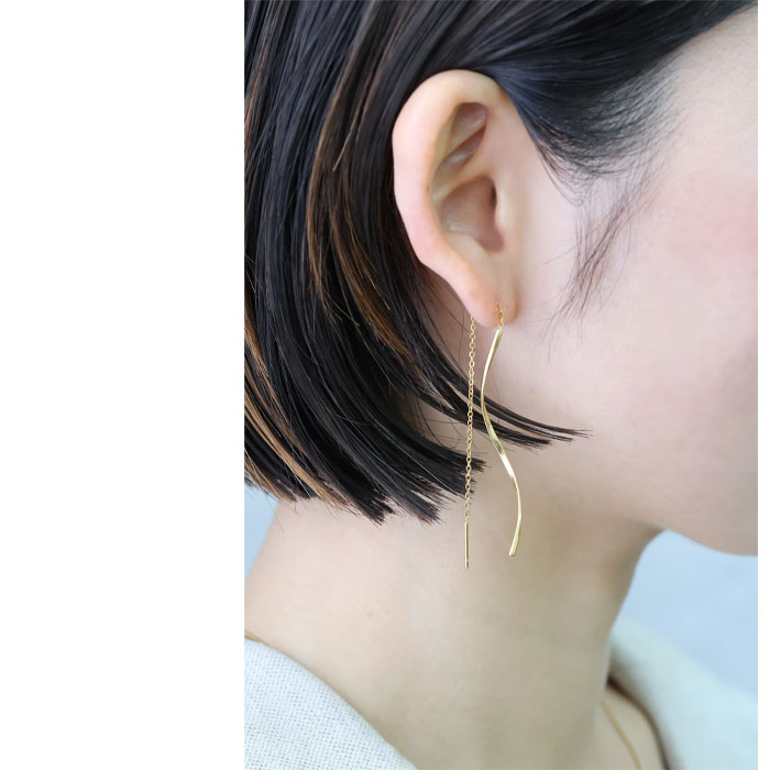 BLUE LEAF（ブルーリーフ） ピアス アメリカンピアス あずきチェーン