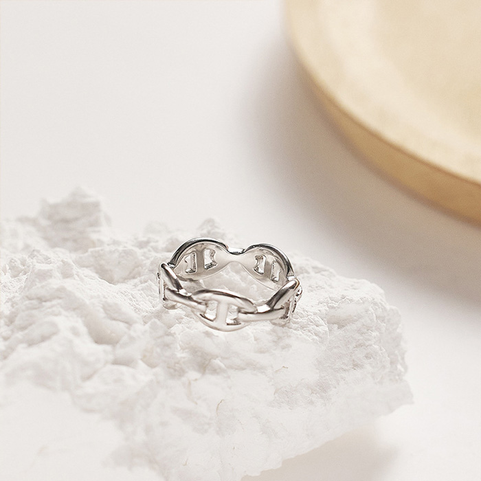 リング 指輪 アンカーチェーン マリンチェーン サージカルステンレス ステンレスリング ステンレス 低アレルギー アクセサリー レディース メンズ つけっぱなし | BLUE LEAF | 01