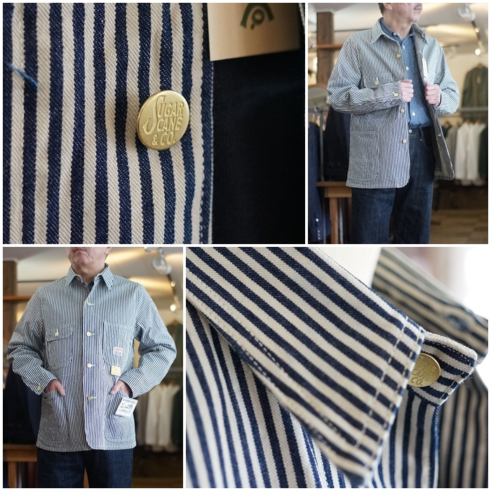 人気 BLUE BLUE ブルーブルー ヒッコリー ストライプ ショップコート BLUEBLUE ブルーブルー ロングコート ワーク メカニックコート