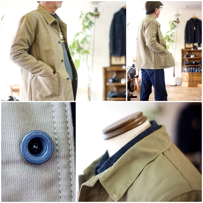 極美品 FOB FACTORY デッキ カバーオール カーキ LL エフオービーファクトリー FOB FACTORY デッキカバーオール