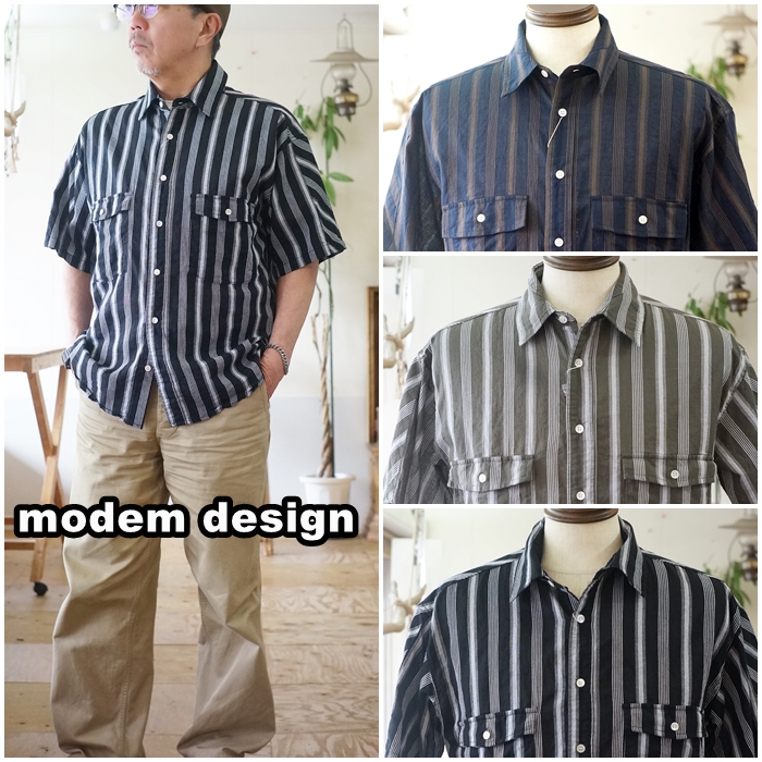 modem design（モデムデザイン） fun ファン 半袖シャツ ストライプ