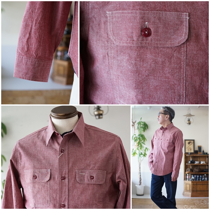 SUGAR CANE SUGARCANE シュガーケーン レッドシャンブレーシャツ