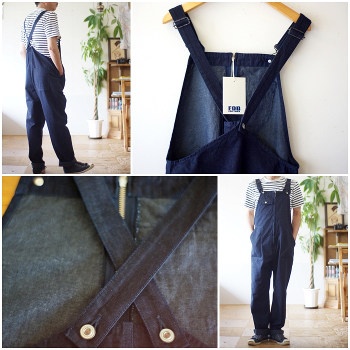 ほぼ未使用 FOB FACTORY F0517 デニムオーバーオール M 濃紺 FOB FACTORY（エフオービーファクトリー） FOB デニム