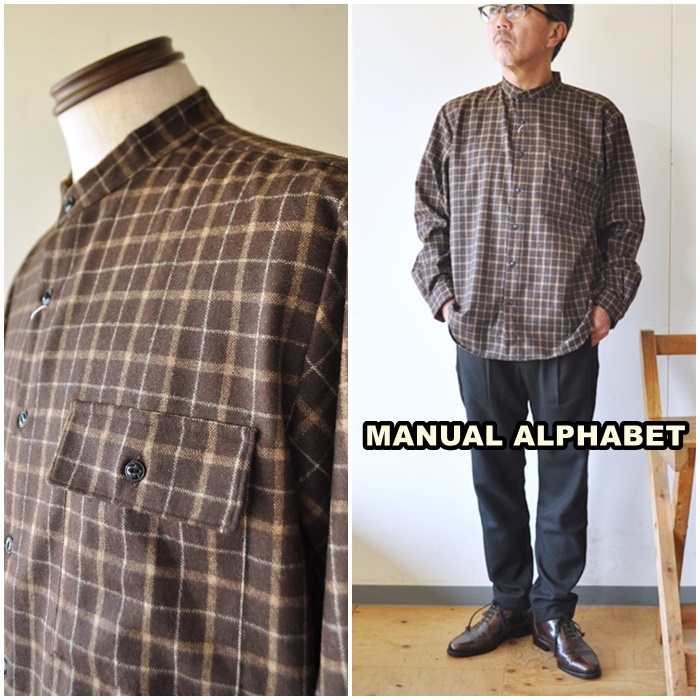 The letters ウールチェックシャツ S ベージュ MANUAL ALPHABET manualalphabet マニュアルアルファベット