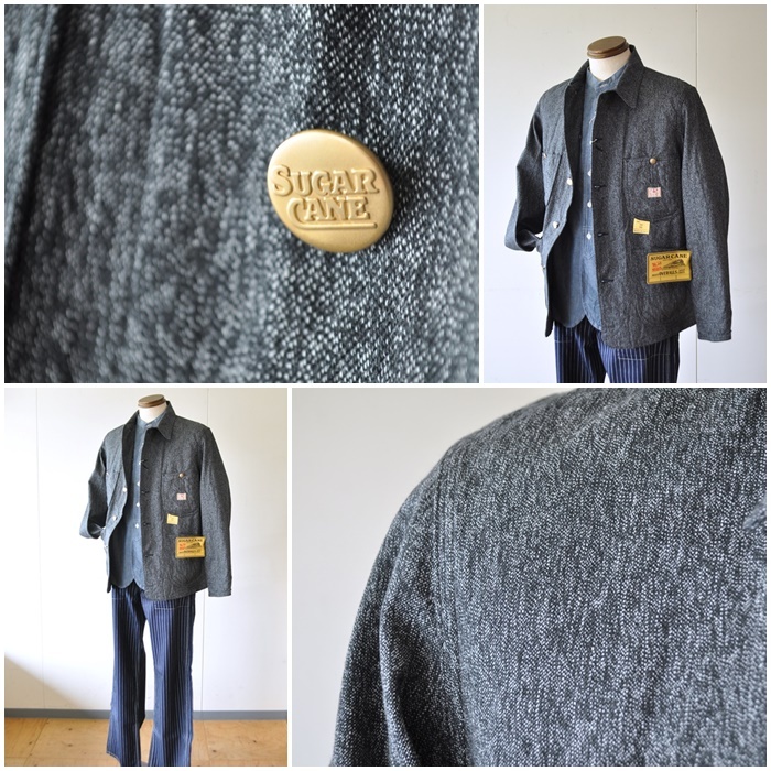 SUGAR CANE CANE シュガーケーン 9oz. BLACK COVERT WORK COAT SC14373 