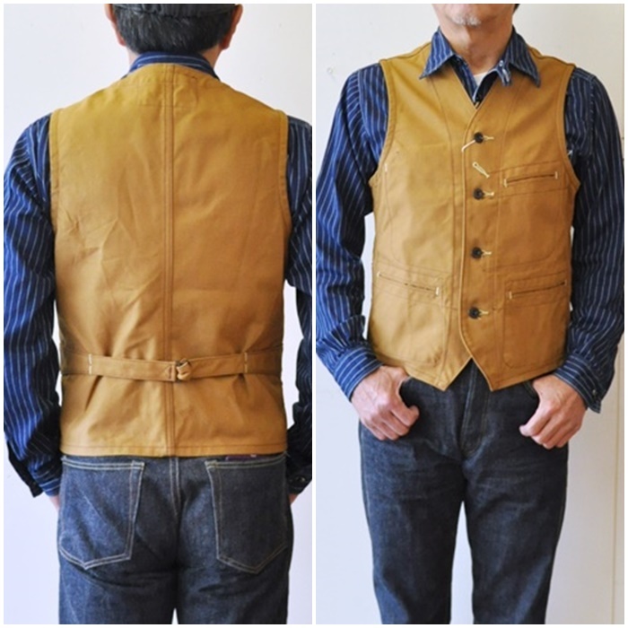 シュガーケーン　13ozブラウンダック ワークベスト SC14375 シュガーケーン SUGARCANE [SC14375] 13oz.ブラウンダック